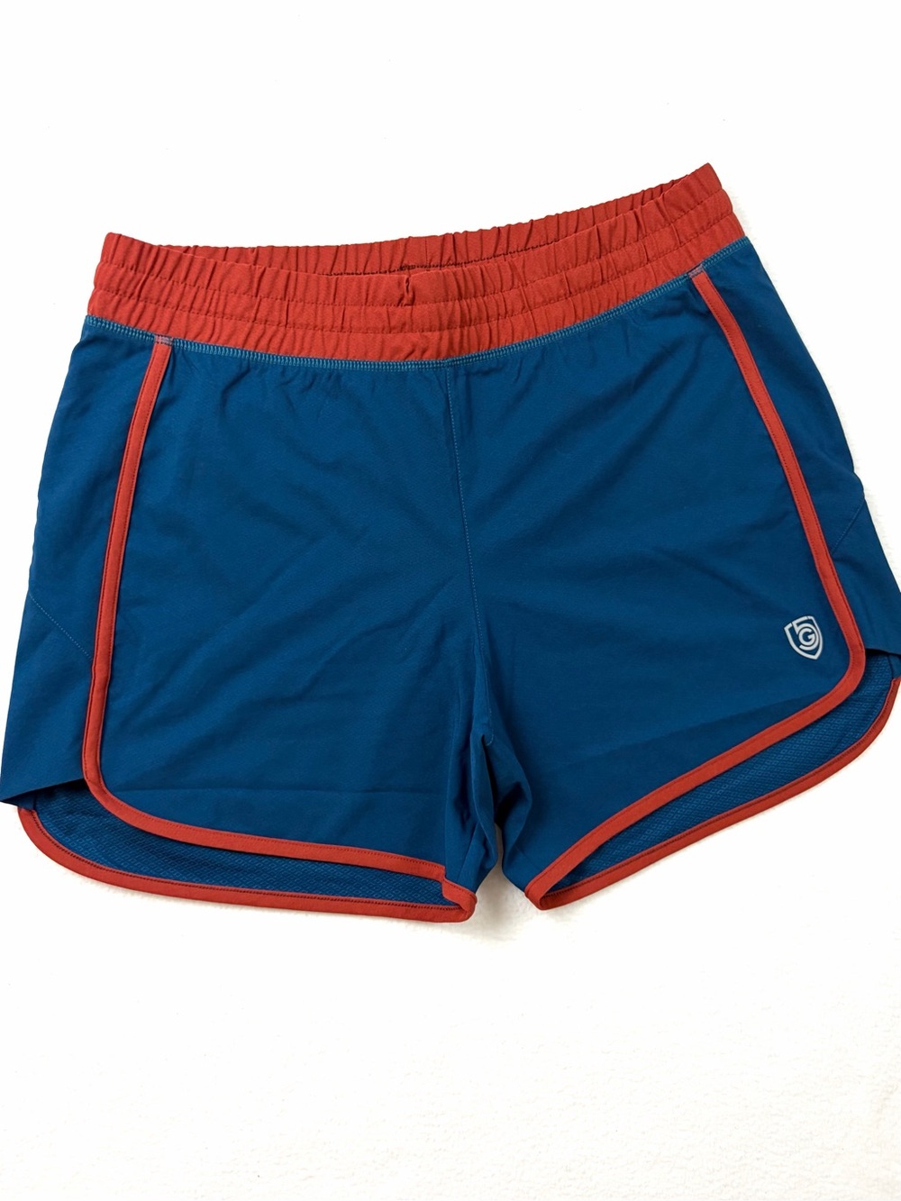 Goal Five Retro Indie Blue & Orange Contrast Trim Athletic Training Shorts (M)